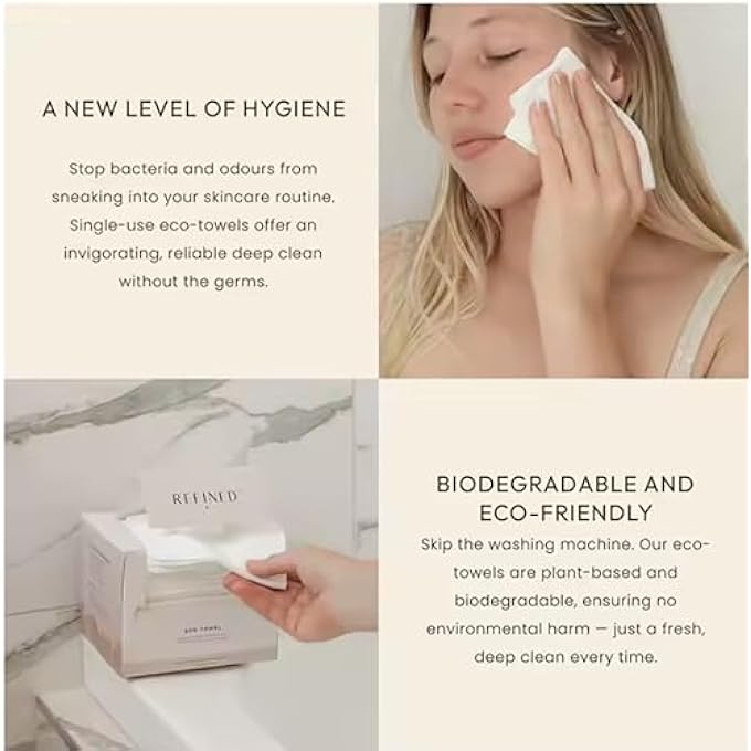 STRBOXONG DISPOSABLE FACE CLEAN TOWELS XL [1PACK-50COUNT] ORGANIC CRUELTY FREE, MAKEUP REMOVAL WIPES/SUPER SOFT, FACE TOWELS, FACIAL CLEANSING TOWELS FOR SENSITIVE & ACNE-PRONE SKIN, LINT-FREE, EXTRA ABSORBENT - Image 3